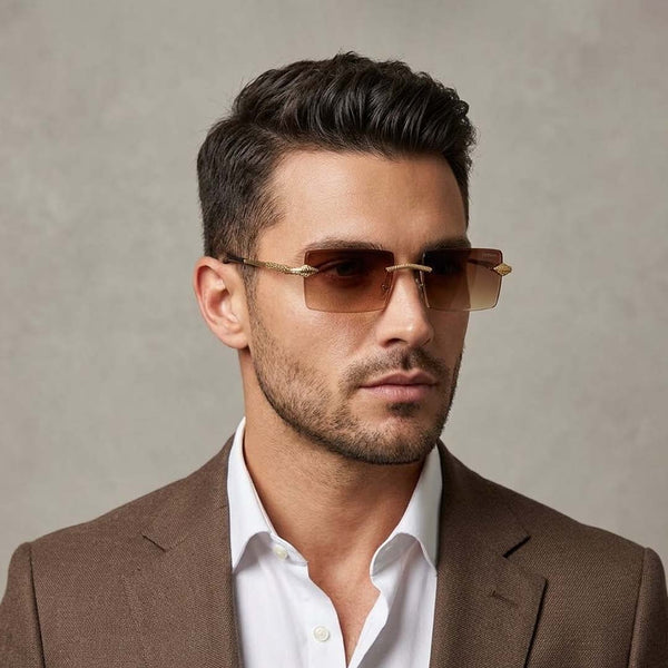 Israel | Brown Rimless Wayfarer Sunglass