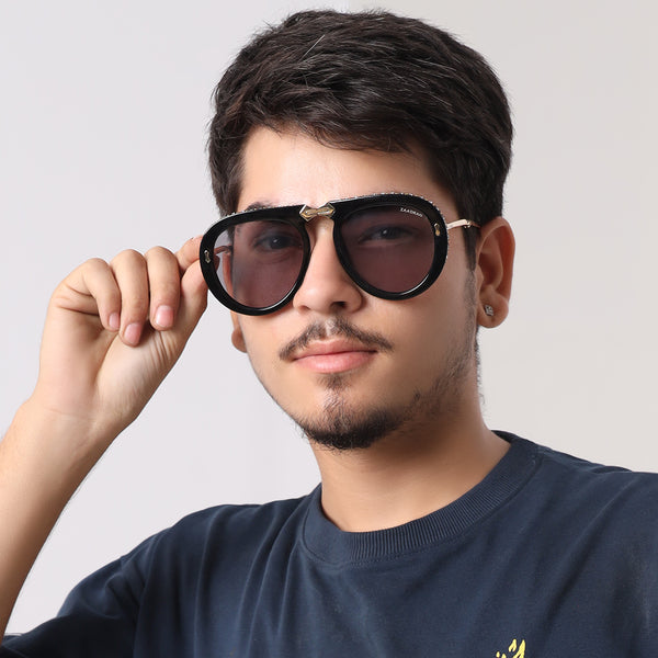 Toronto | Golden Black Transparent Foldable Aviator Sunglass