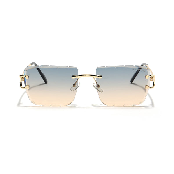 Alberta | Dual Tone Golden Rimless Square Sunglass - (ZAADRLABGLDDT0006)