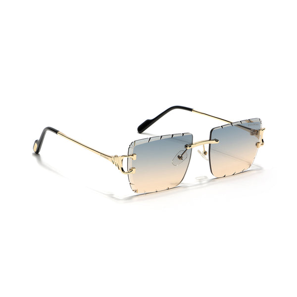 Alberta | Dual Tone Golden Rimless Square Sunglass - (ZAADRLABGLDDT0006)