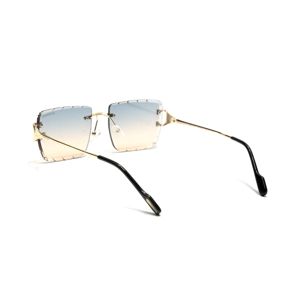Alberta | Dual Tone Golden Rimless Square Sunglass - (ZAADRLABGLDDT0006)
