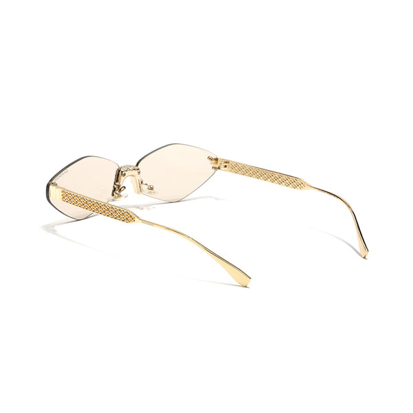 Rose Diamond | Golden Champagne Rimless Cateye Sunglass