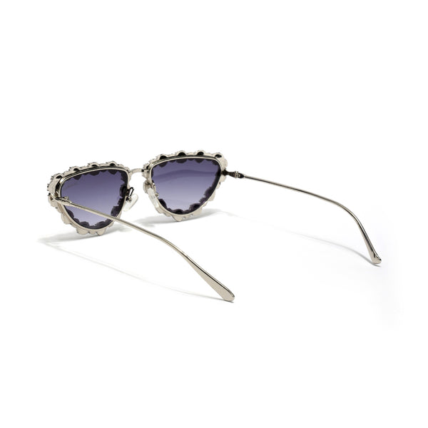 Diamond Kitty | Silver Fancy Cateye Sunglass