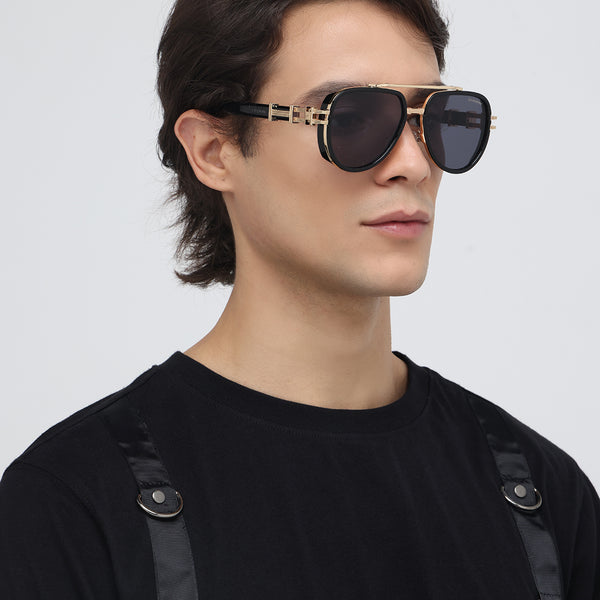 Dapper | Black Golden Aviator Sunglass