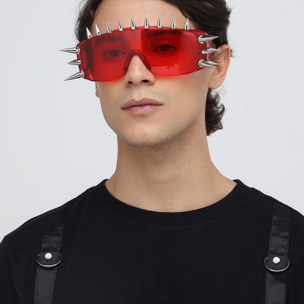 Rave Studs | Red Wrap-Around Studs Sunglass