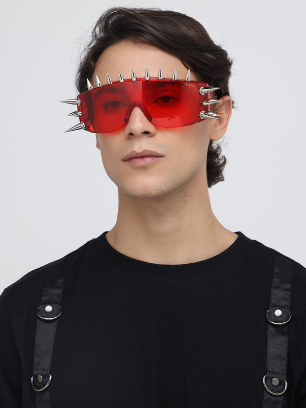 Rave Studs | Red Wrap-Around Studs Sunglass