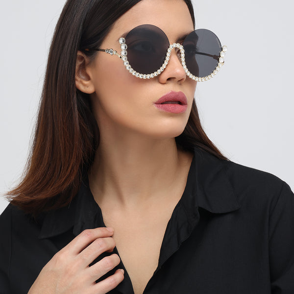 Vintage Underline | Golden Black Round Sunglass