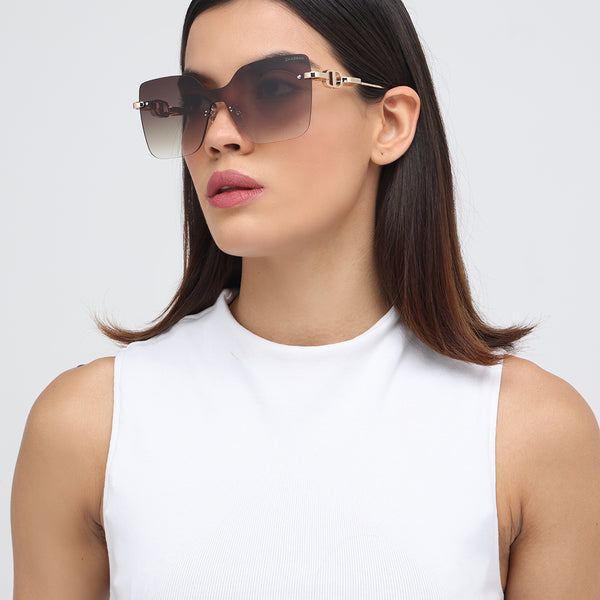 Mexico | Golden Brown Rimless Cateye Oversize Sunglass
