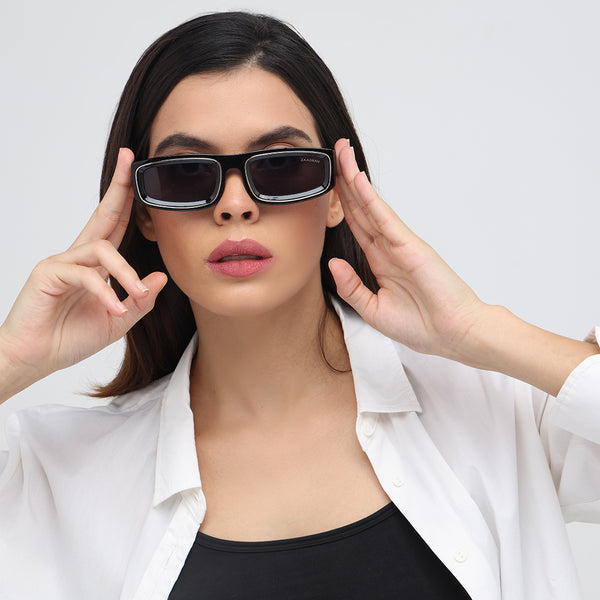 Sudan | Black Golden Rectangle Sunglass
