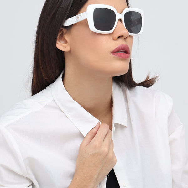 NY | White Wayfarer Oversize Sunglass