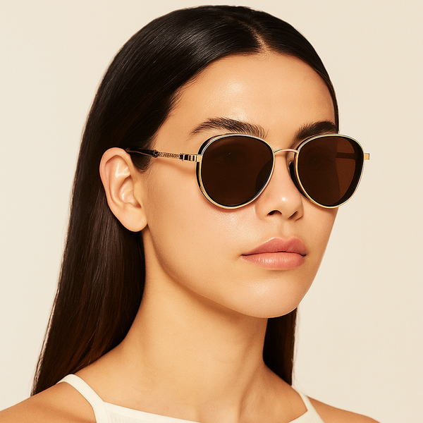 Berlin | Brown Golden Aviator Sunglass