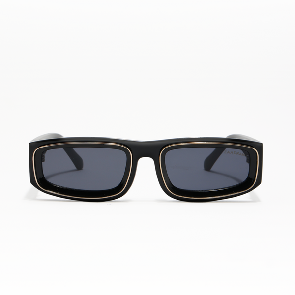 Sudan | Black Golden Rectangle Sunglass