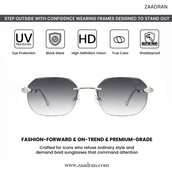 Venice Silver Black Rimless Wayfarer Sunglass