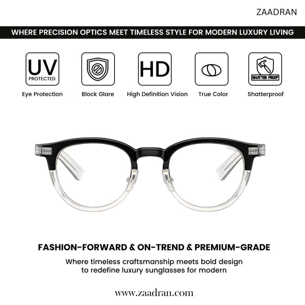 Oxford Classic | Black White Transparent Round Sunglass