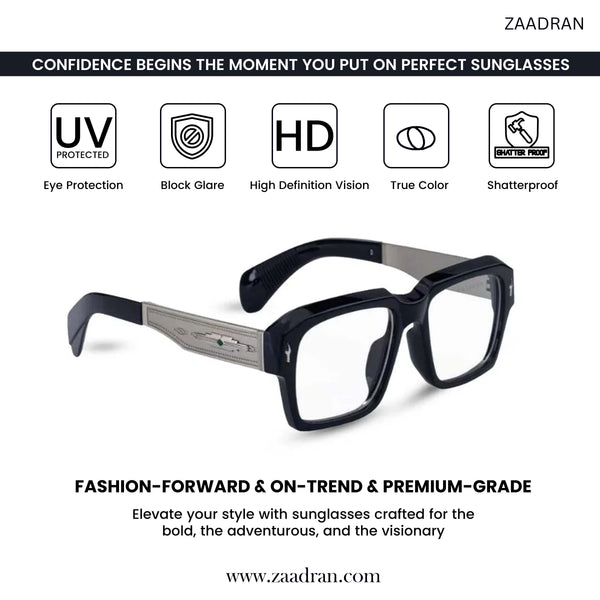 Bagan | Black Silver Transparent Wayfarer Sunglass