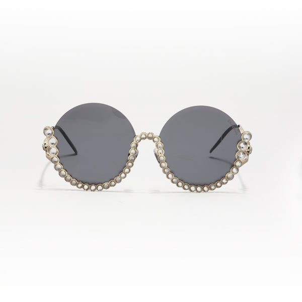 Vintage Underline | Golden Black Round Sunglass