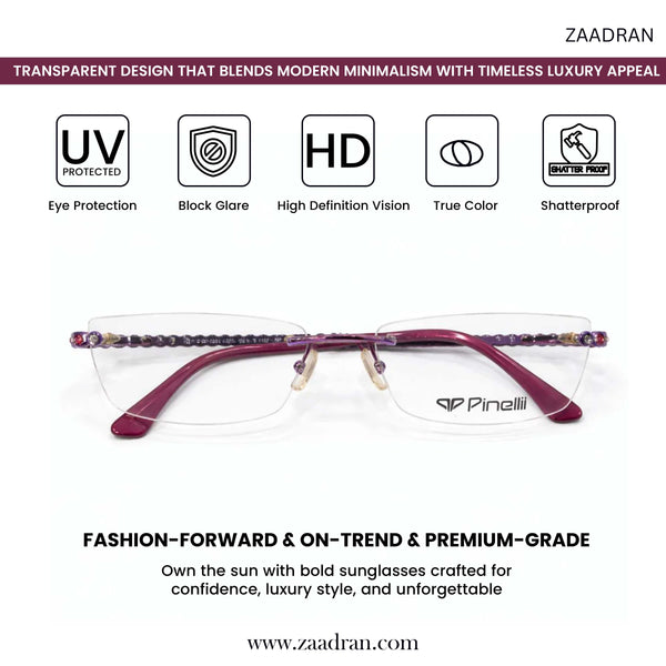 Pink Diamond Transparent Rimless Rectangle Eyewear| I1013 |Pinelli Edition