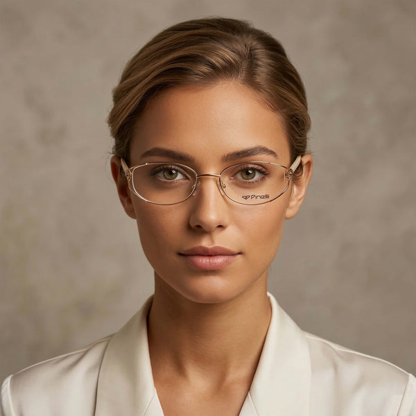 Cream Golden Flower Shaped Diamond Transparent Half Rimless Wayfarer Eyewear | I1010 |Pinelli Edition
