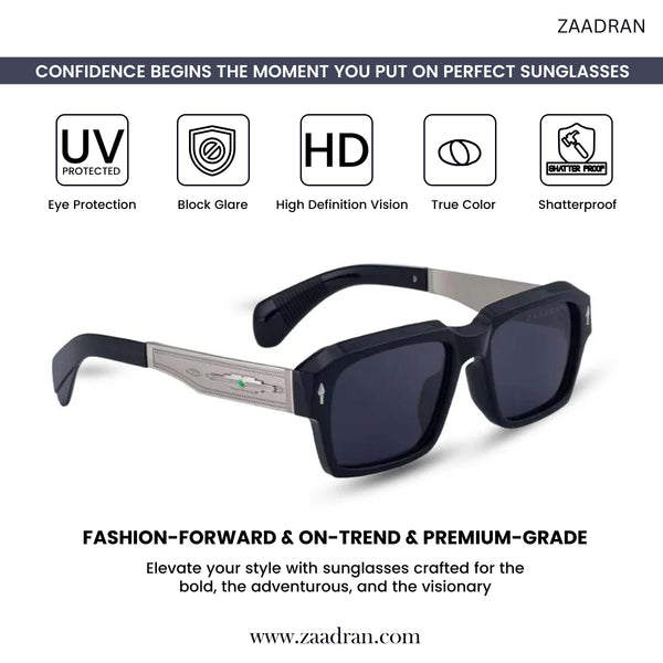Bagan | Black Silver Wayfarer Sunglass