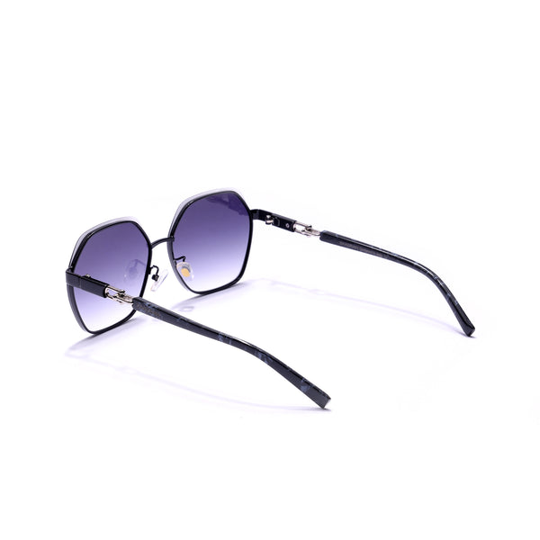 Hinge | Black Silver Oversize Sunglass
