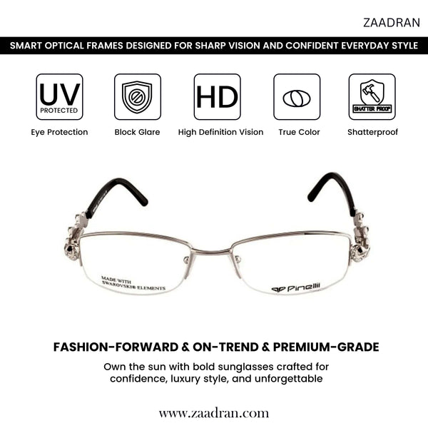 Black Silver Diamond Transparent Rimless Rectangle Eyewear| Pinelli Edition