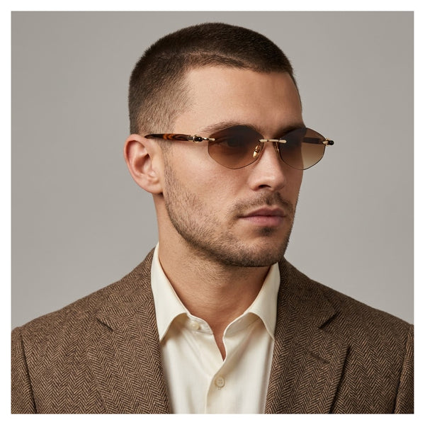 Benin | Leopard Brown Hexa Rimless Sunglass