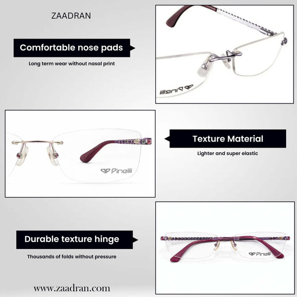 Pink Diamond Transparent Rimless Rectangle Eyewear| I1013 |Pinelli Edition