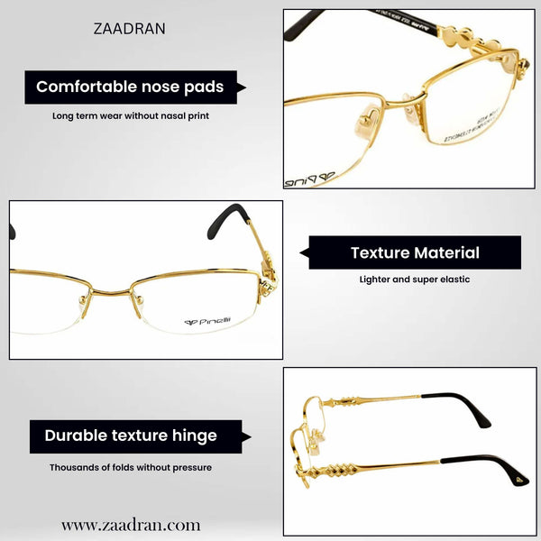 GOLDEN BLACK DIAMOND HALF RIMLESS TRANSPARENT RECTANGLE EYEWEAR | PINELLI EDITION