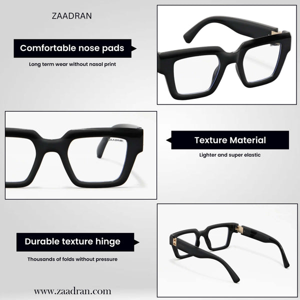 Ontario | Black Transparent Rectangle Wayfarer Sunglass