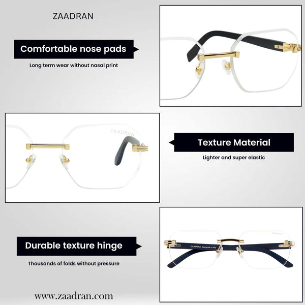 Jordan | Golden Rimless Transparent Wayfarer Sunglass