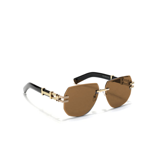 Tbilisi | Brown Golden Rimless Wayfarer Sunglass
