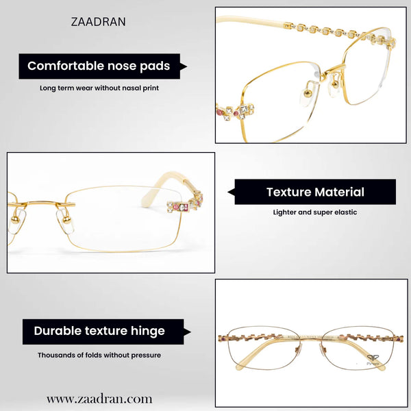 Golden Diamond Transparent Rimeless Eyewear | Pinellii Edition