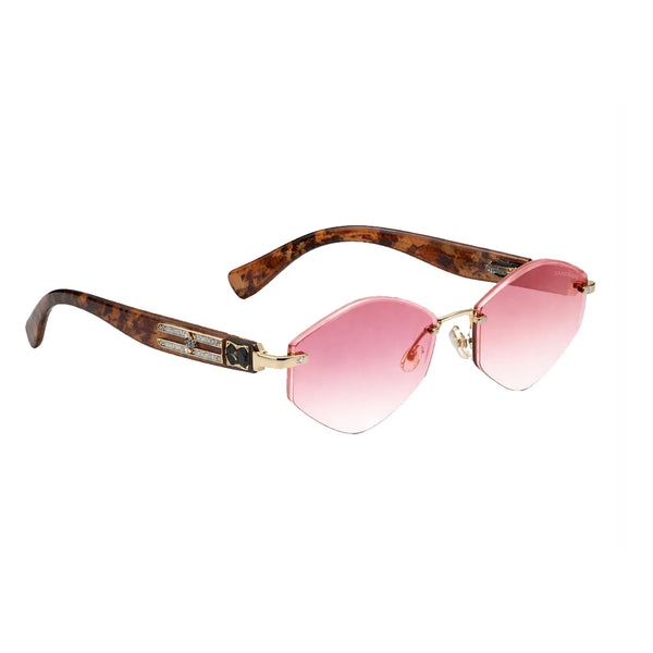 Togo | Leopard Pink Rimless Hexa Sunglass