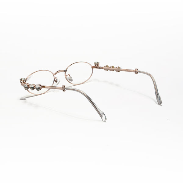 Four Diamond Lady | Rose Gold Oval Transparent Sunglass