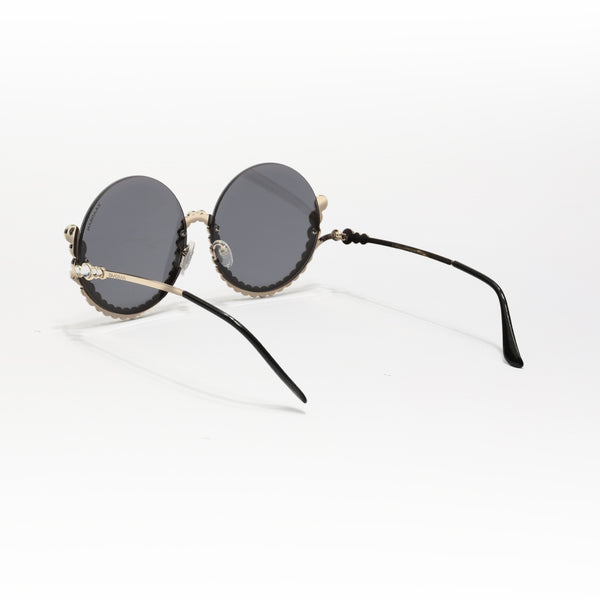 Vintage Underline | Golden Black Round Sunglass
