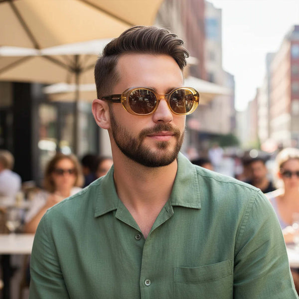 Hungary Octa | Yellow Round Wayfarer Sunglass