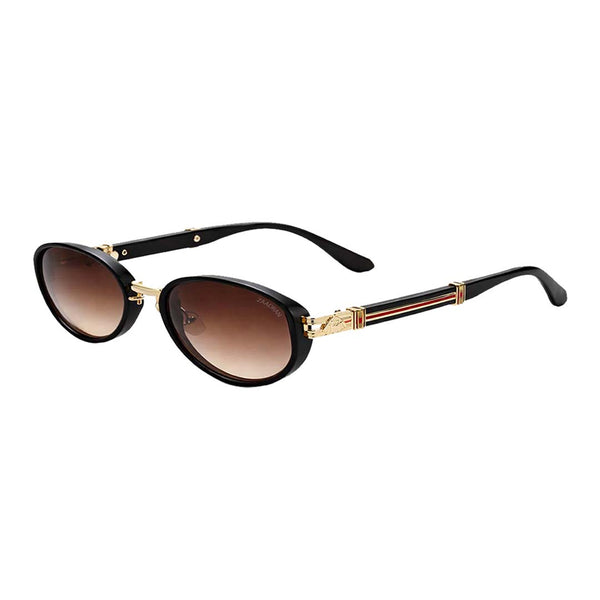 Nauru | Brown Golden Round Sunglass