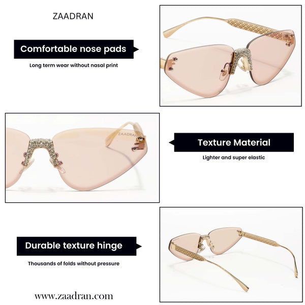 Florence | Champagne Pink Rimless Cateye Sunglass