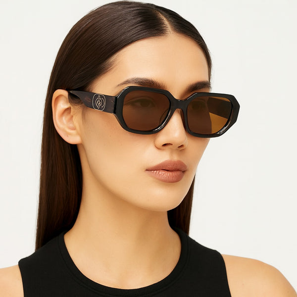 Bangkok | Dark Brown Round Rectangle Sunglass