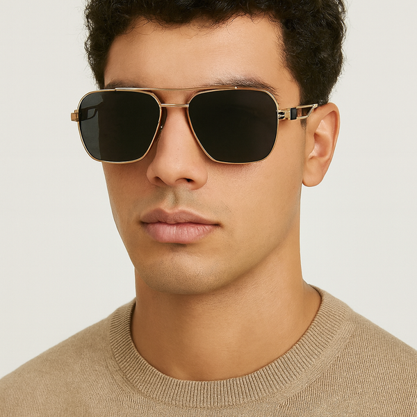 Alaska | Golden Black Aviator Sunglass - (ZAADWFALBLK0004)