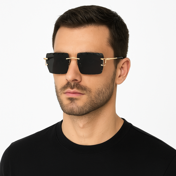 Alberta | Black Rimless Square Sunglass - (ZAADRLABBLK0007)