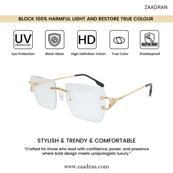 Alberta | White Rimless Square Sunglass - (ZAADRLABWHTCG0005)