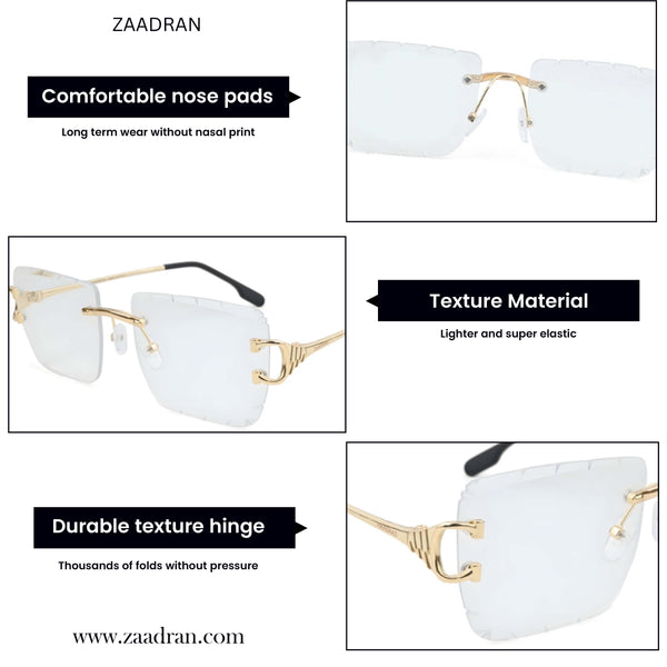 Alberta | White Rimless Square Sunglass - (ZAADRLABWHTCG0005)