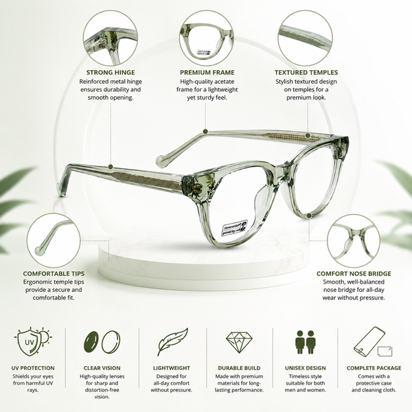 Belfast Classic Light Green Rectangle Sunglass