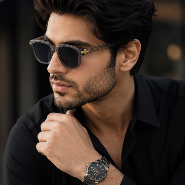 Graphite Gold Round Grey Sunglass