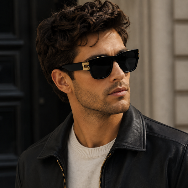 Colombo Golden Black Oversize Wayfarer Sunglass