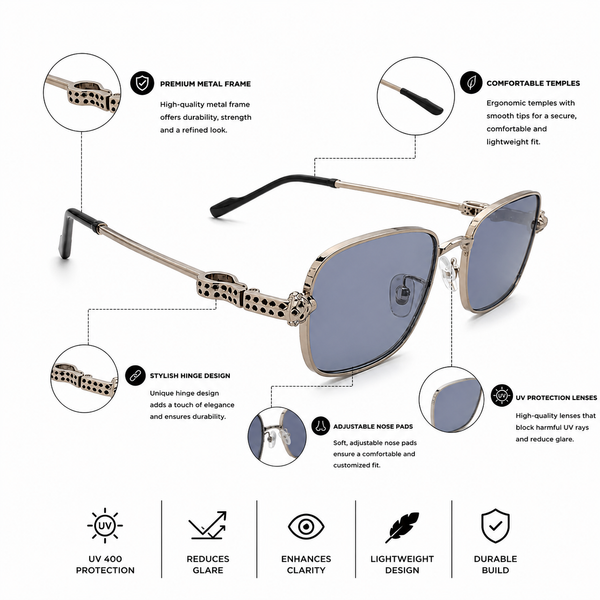 Classic Silver Blue Rim Sunglass