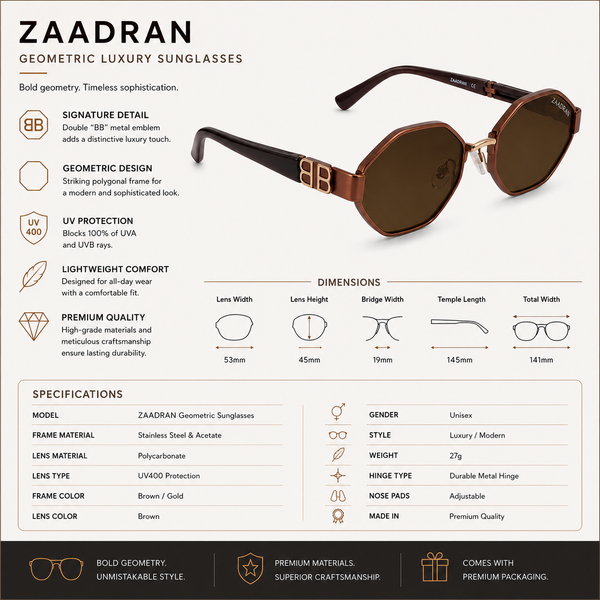 Monarch Hexa Black Brown Wayfarer Sunglass