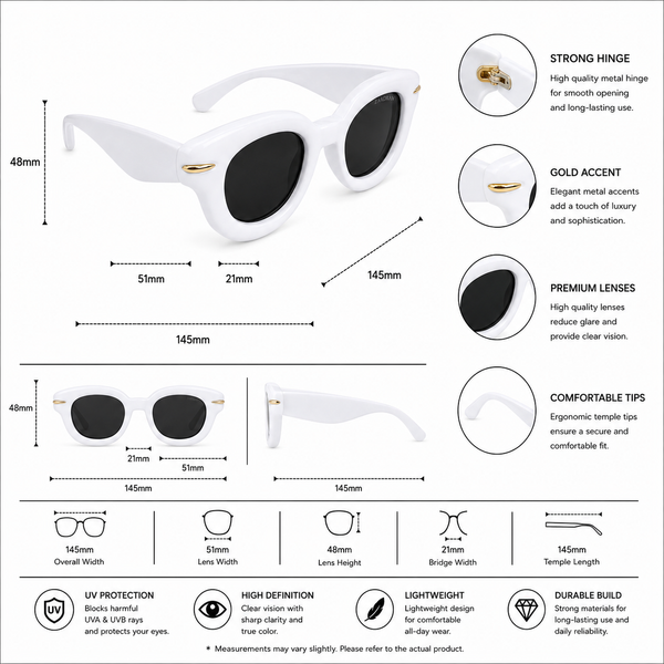 Monaco | White Cateye Sunglass