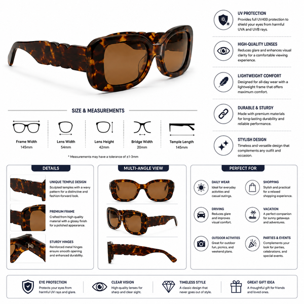 Russia | Leopard Rectangle Sunglass